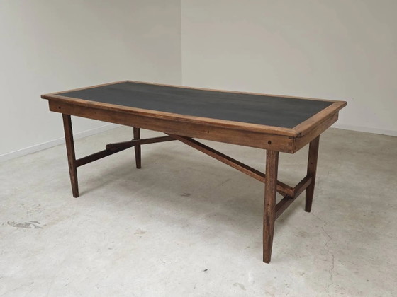 Tavolo pieghevole da officina vintage in rovere con piano nero patinato a mano. – Tavoli da pranzo (photo 28 of 37)