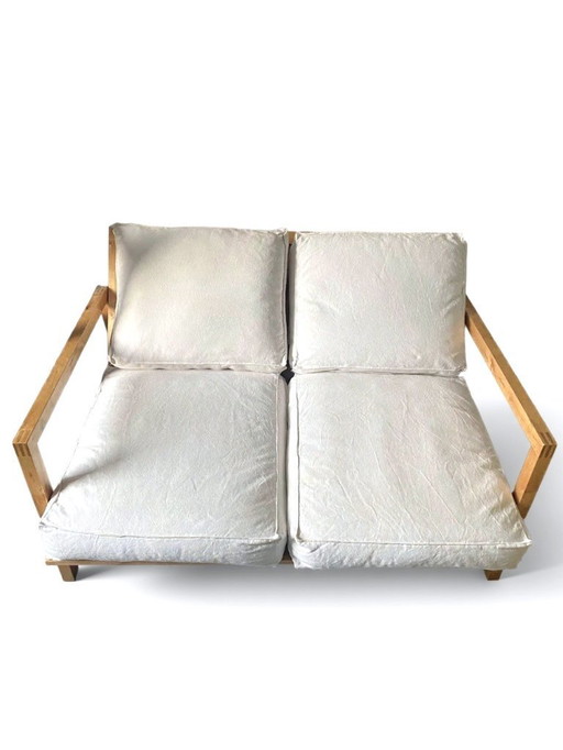 Sofá vintage IKEA LILLBERG de 2 plazas – Abedul macizo – Ajustable