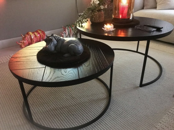 Image 1 of Coffee tables matt metal oak lacquer black