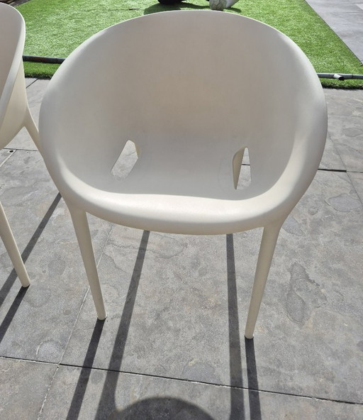 7x Driade Soft Egg stoelen – Philippe Starck – wit – made in Italy