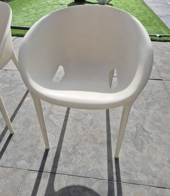 Image 1 of 7x Driade Soft Egg stoelen – Philippe Starck – wit – made in Italy