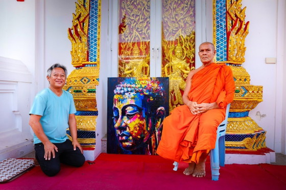 Image 1 of Unique hand-painted Buddha painting “Energy Flow” – Seksak Jaichumchen – 80×100 cm