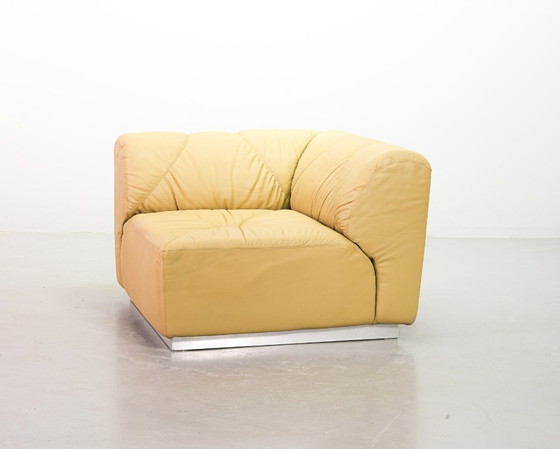 Image 1 of Sandy Leather Modular Walter Knoll Domaine Sofa Designed by Bernd Münzebrock, 7 Elements. Germany, 1970s.