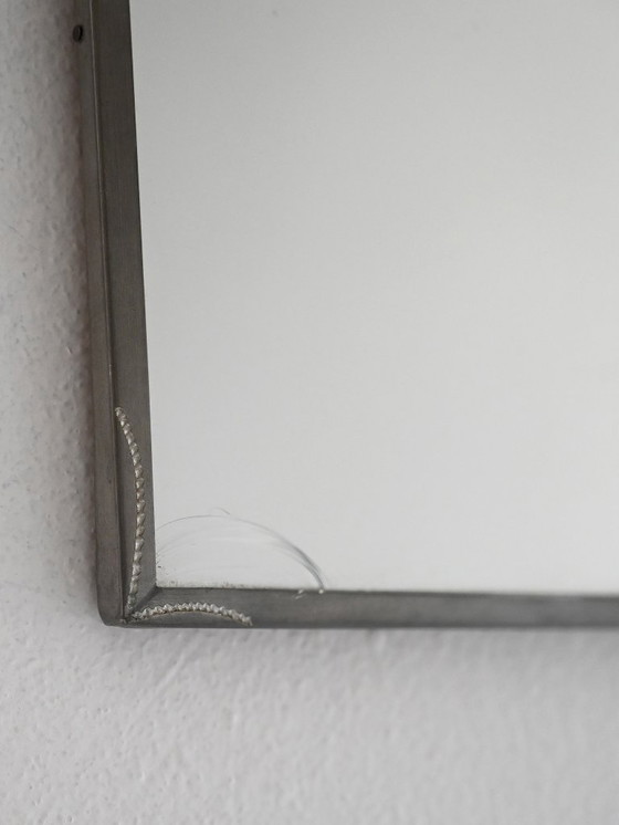 Image 1 of 1931 Scandinavian Art Deco mirror in engraved tin