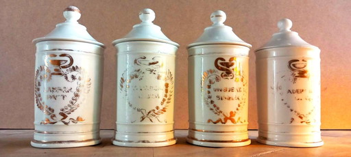 Vintage Perignem apothekerspotten (Set Van 4) | Belgisch design uit de jaren 1950-1960 – decoratieve objecten, Ceramic