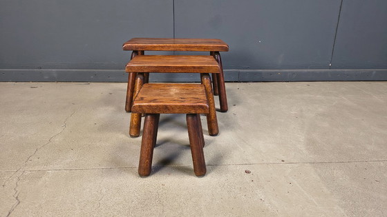 Image 1 of Vintage brutalistische bijzettafels uit de jaren 60.