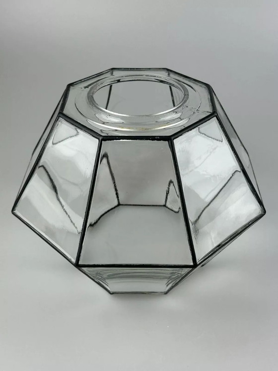 Image 1 of 60s 70s hanging lamp ceiling lamp by Limburg Leuchten Germany glass metal