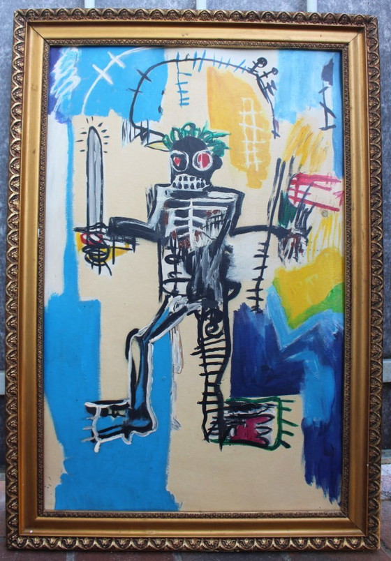 Image 1 of Modernistic Painting After Jean-Michel Basquiat, Circa 1980