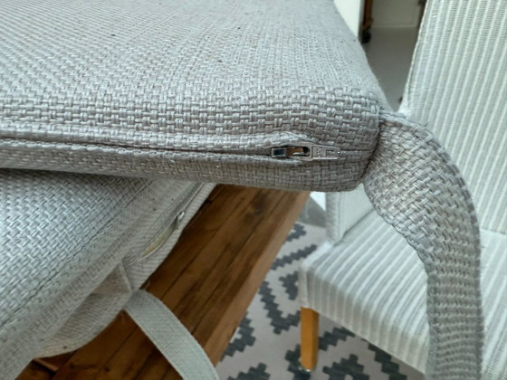 Image 1 of 8 originele Lloyd LOOM stoelen, eetkamerstoelen, ook in kleinere aantallen verkrijgbaar, houten frame, wit riet.