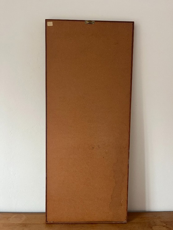 Image 1 of Vintage Deense teakhouten spiegel met verstekhoeken - spiegel uit het midden van de 20e eeuw