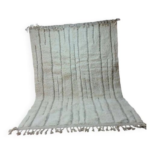 Tappeto Beni Ouaren Moderno Bianco a Righe Verticali 300x200 cm