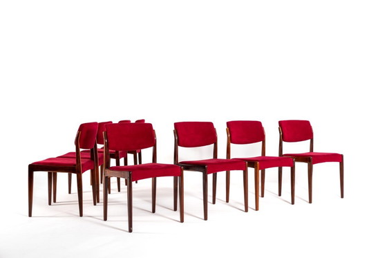 Image 1 of 8x Danish Modern Palisander Esszimmerstühle von H.W. Klein für Bramin, 1960er