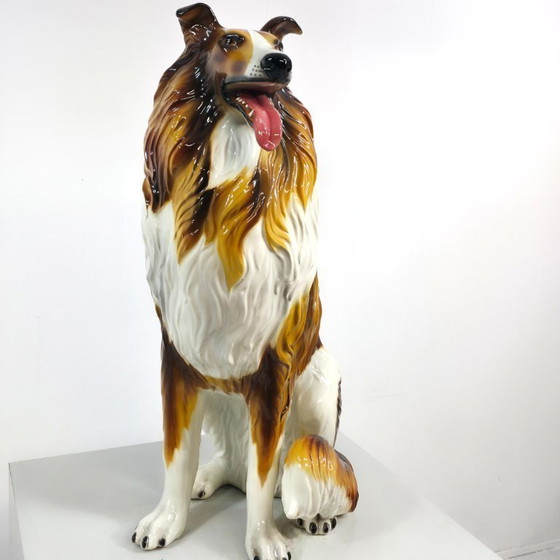 Image 1 of Figura de perro Collie de porcelana italiana, década de 1970, mediados de siglo.