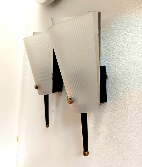 Image 1 of 2X Wall Lights 1960 Jacques Biny In Perpex