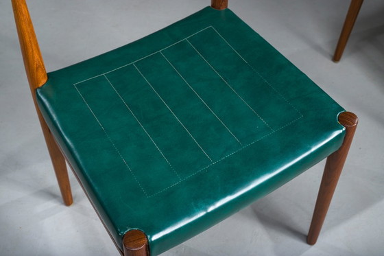 Image 1 of Eetkamerstoelen in botanisch groen veganistisch leer, jaren 70, set van 4