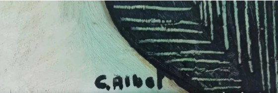 Image 1 of Portret van een vrouw, olieverfschilderij uit het midden van de 20e eeuw.