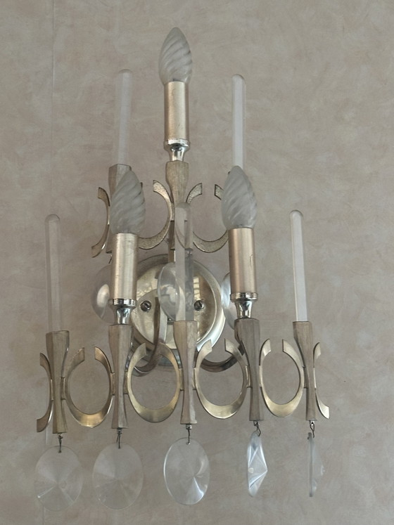 Museum-Quality 6-Piece Chandelier Set by Gaetano Sciolari 1970s – Metal, Chrome (photo 10 of 13)