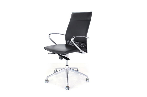 Image 1 of wie neu! Art Collection Executive Desk Chair, Luxus Schreibtischstuhl Premium Leder, Chrom, Aluminium