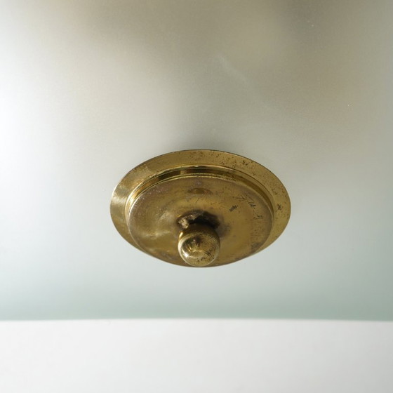 Image 1 of Lampada da soffitto in vetro satinato e ottone, anni '70