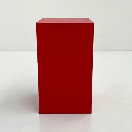 Image 1 of Cassettiera rossa a 5 cassetti modello 4601 di Simon Fussell per Kartell, anni &#39;70