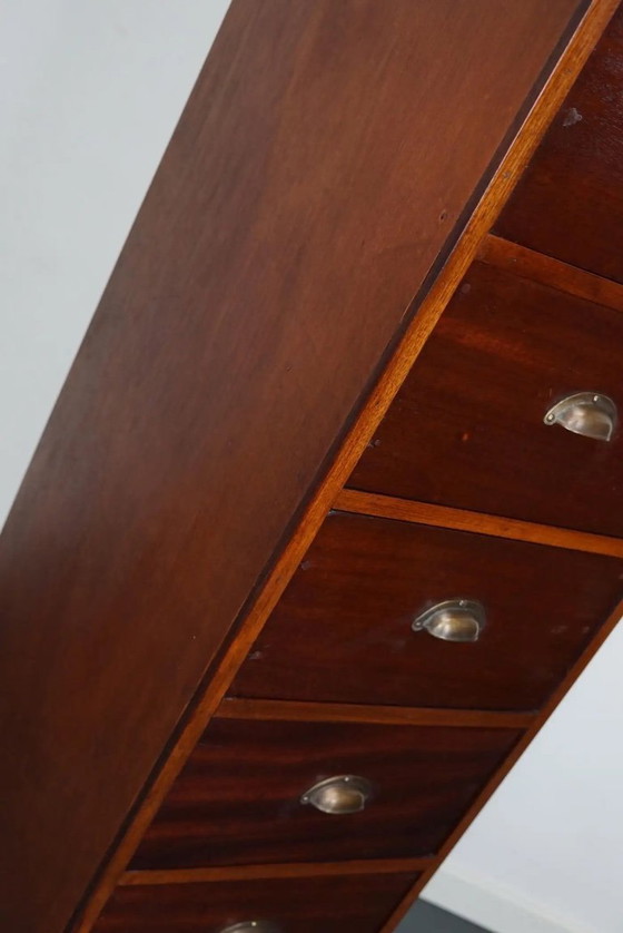 Image 1 of Cabinet d'apothicaire industriel hollandais en acajou, milieu du XXe siècle