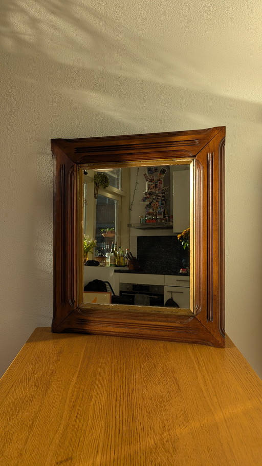 Belgische Art Deco spiegel uit de jaren 1940 met gebogen frame