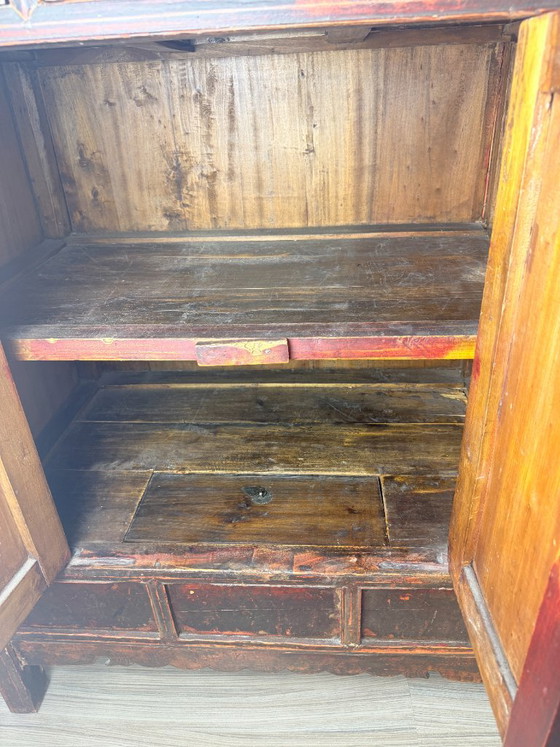 Antique Chinese Elm Cabinet – Late Qing Dynasty Style 19th Century – Metal, Wood (photo 6 of 10)