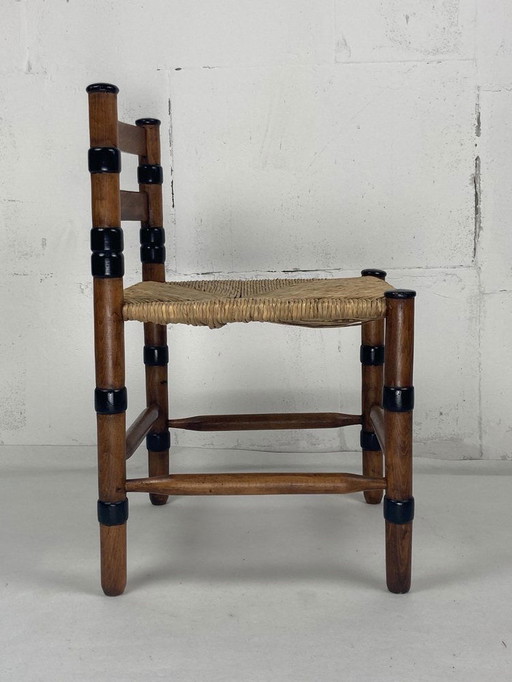 Art Deco Amsterdam School Dutch Rush Chair By Jac. Levee, 1930S