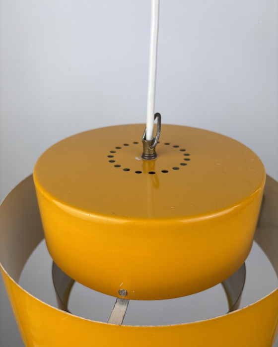 Image 1 of Space Age Ceiling Lamp, Fog & Mørup, 1960s Yellow, Denmark, Minimalistic Design, Retro-Futuristic Lamp, Sputnik Design Jo Hammer