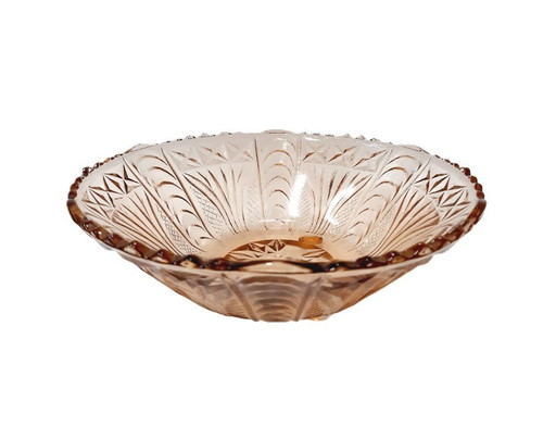 Vintage Pastel Tea Glass Oval Fruit Bowl, Footed