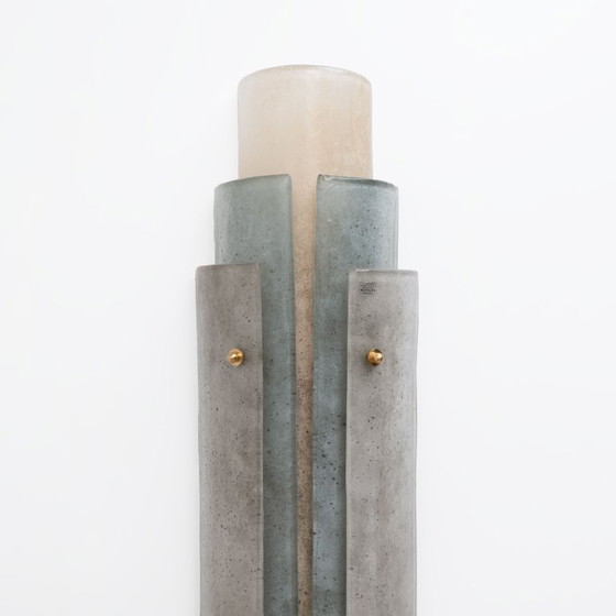 Image 1 of Pair of Murano Scavo Glass Wall Lamps with Brass Details
