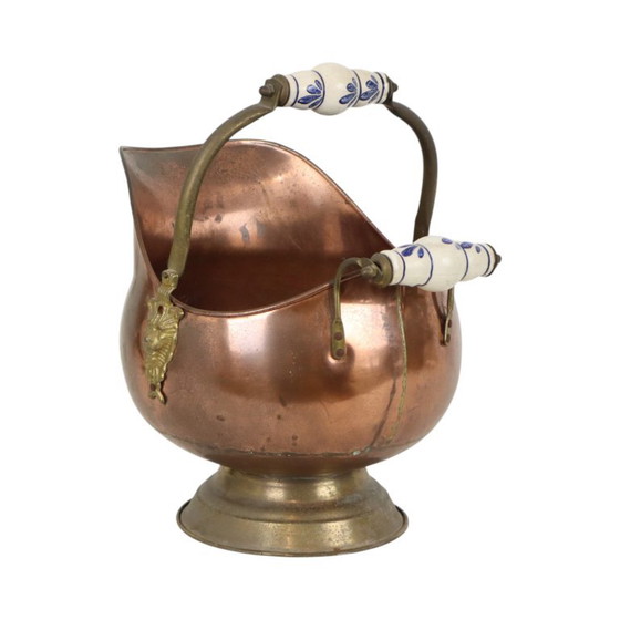 Oude Koperen Helmvormige Kolenkit – Plantenbak, Ceramic, Copper (photo 3 of 14)