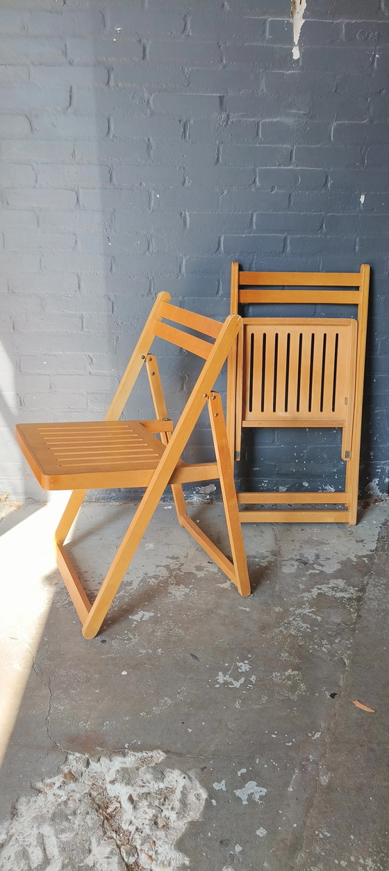 Image 1 of Chaises pliantes rétro vintage années 80, style Alvar Aalto, scandinaves, IKEA, en bois de hêtre