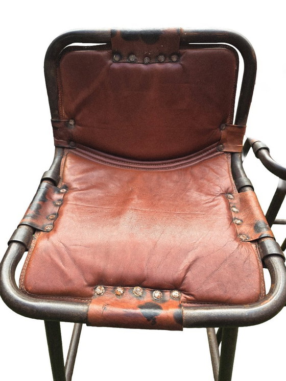 4 Sgabelli da bar vintage (Charlotte Perriand) – Leather, Metal (photo 2 of 7)
