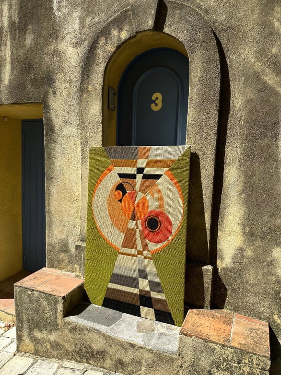 Image 1 of xGroßer kinetischer Original-Wandteppich OPart. Frankreich, 70er Jahre