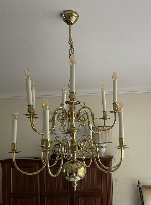 Luxury Solid Copper Old Dutch Chandelier – Model ‘Verdi’ (12-light)