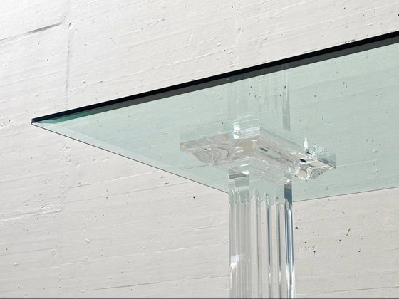 Image 1 of Glass table with acrylic glass column legs by FABIANART from Rome, Italy, 1980s