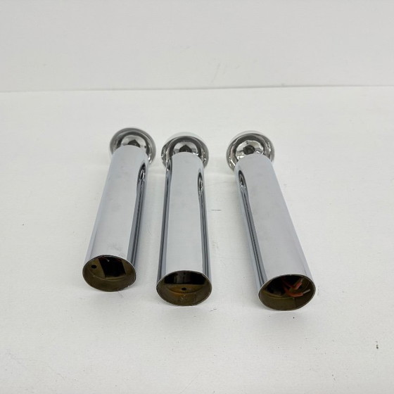 Image 1 of Set di 3 lampade da soffitto/parete minimaliste con tubo cromato, anni '70