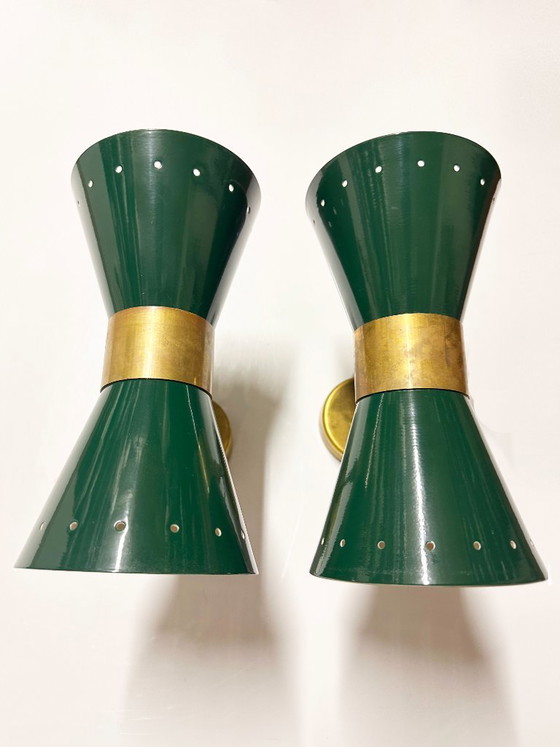 Par de apliques de pared "Diabolo", diseño de los años 50. – Brass, Metal (photo 7 of 15)
