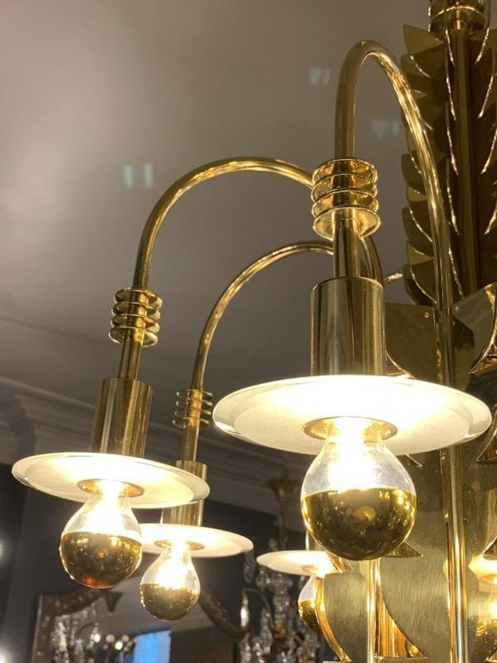 Lustre Art Déco en Laiton et Verre par Gio Ponti pour Emilio Lancia / Fontana Arte, années 1930 – Bronze (photo 2 of 18)