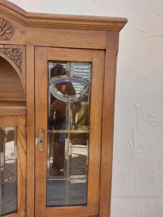 Image 1 of Vintage Eiken vitrinekast