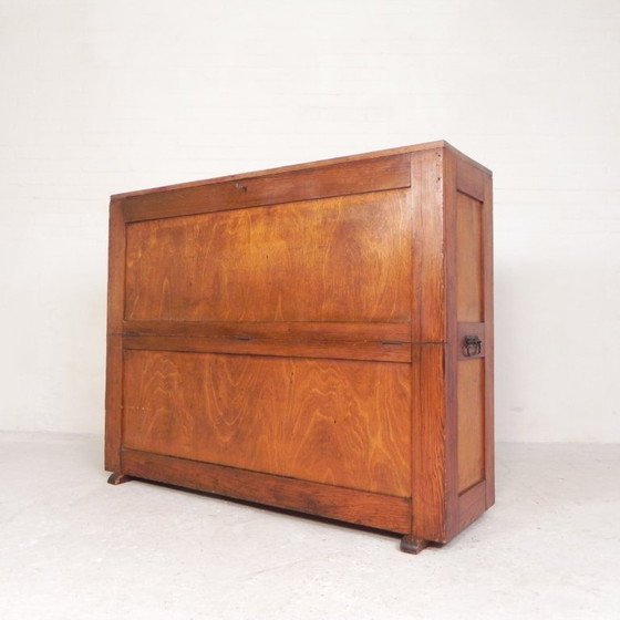 Pine school chart cabinet, architect's cabinet, map cabinet, 1930s, Storage cabinet, Wood, Brown (photo 3 of 25)