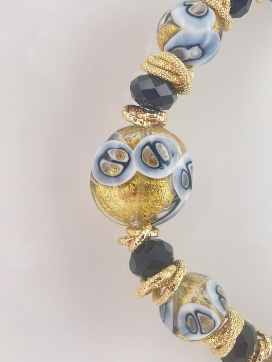 Image 1 of Collar de cristal de Murano hecho a mano con pan de oro de 24 kt.