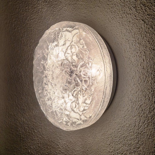 Lampada da soffitto in vetro ghiaccio Doria Leuchten Lampada retrò vintage di metà secolo