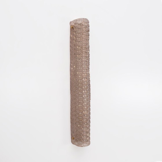 Image 1 of Coppia di applique da parete moderne in ottone italiano e vetro di Murano con texture rosa chiaro