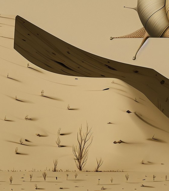 Image 1 of Unique Edition. High-Quality Giclée Print. Monsieur Escargot and the Mirage of the Silent Watcher