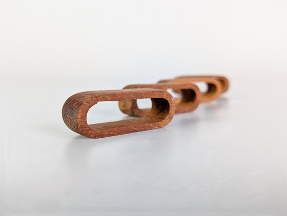 Image 1 of Ensemble de 4 ronds de serviette style danois scandinave teck, années 1960