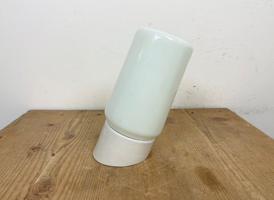Image 1 of Vintage White Porcelain Wall Light with Milk Glass, 1970s