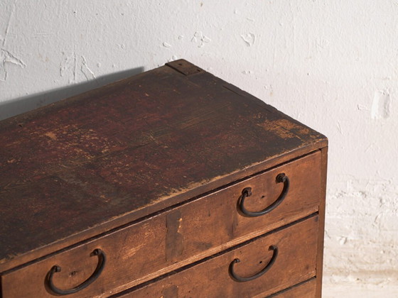 Antique Japanese tansu chest, Japan, circa 1910, Chest of drawers, Iron, Wood, Brown, Vintage (photo 11 of 40)