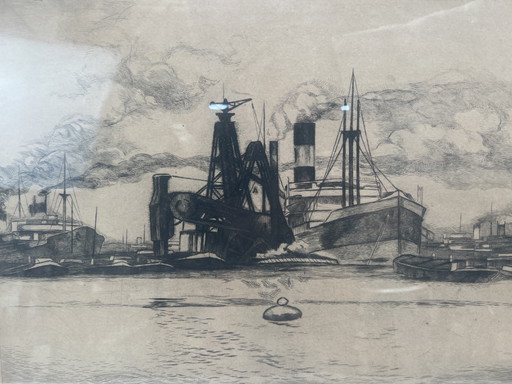 Pintura (10): grabado “Puerto de Rotterdam” - Antoon Derkzen van Angeren